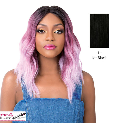 Synthetic Hair Lace Front Wig Swiss Lace Deep Part_ Sun Kiss,Black