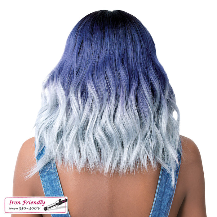 Synthetic Hair Lace Front Wig Swiss Lace Deep Part_ Sun Kiss,3Ntt Denim Blue