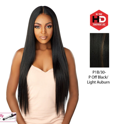 5G True Hd Transparent Swiss Lace Front Wig - Tammy,Off Black Base With Light Auburn Highlights