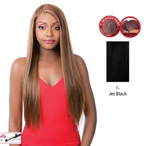 Synthetic T-Braided Part Lace Front Wig - Candela,Black