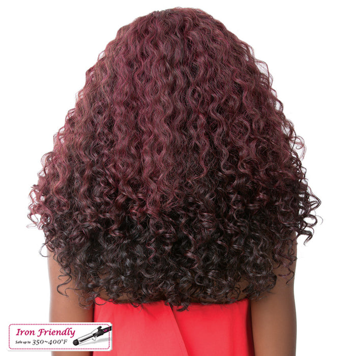 Premium Synthetic T Braided Part Swiss Lace Front Wig - Kandee,Dark Wine