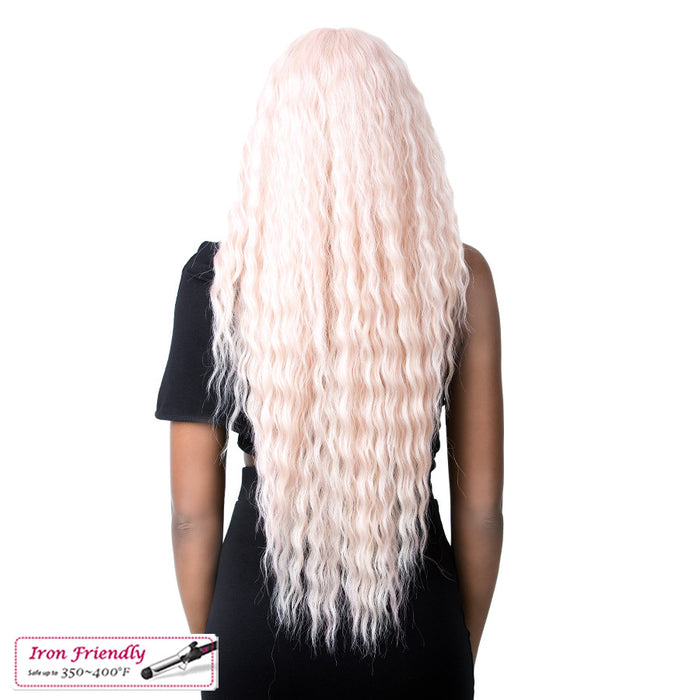 Swiss Lace Cascade Lace Front & Lace Part Synthetic Wig,Rose Gold