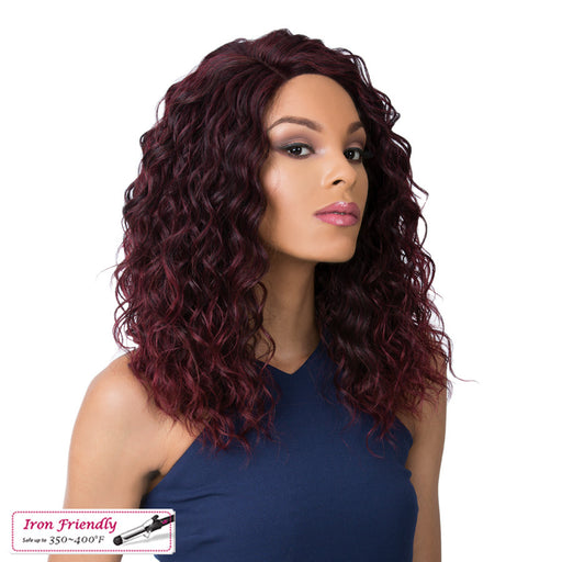 Swiss Lace Marina Lace Front & Lace Part Synthetic Wig,Off Black Top With Burgundy Ends