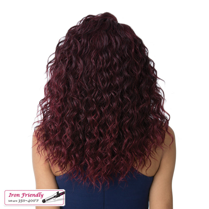 Swiss Lace Marina Lace Front & Lace Part Synthetic Wig,Off Black Top With Burgundy Ends