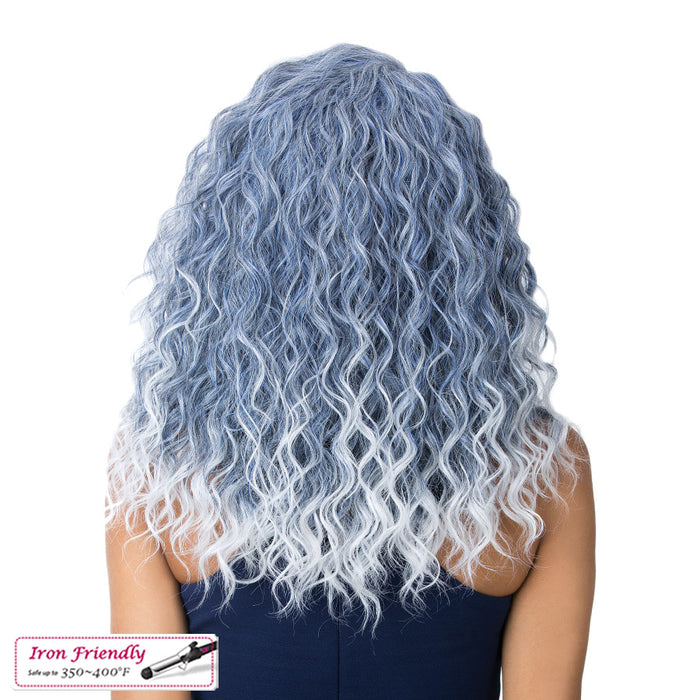 Swiss Lace Marina Lace Front & Lace Part Synthetic Wig,Tp Blue/White