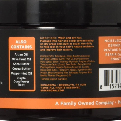 Sunaroma Organic Coconut Oil Hair Pomade 5.5 Oz Jar