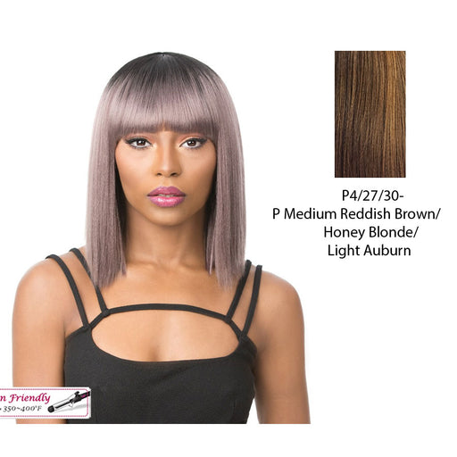 Real Hair Line Part Iron Friendly Wig - Sugar Song,Streaked Blend Of Medium Brown, Strawberry Blonde, And Light Auburn