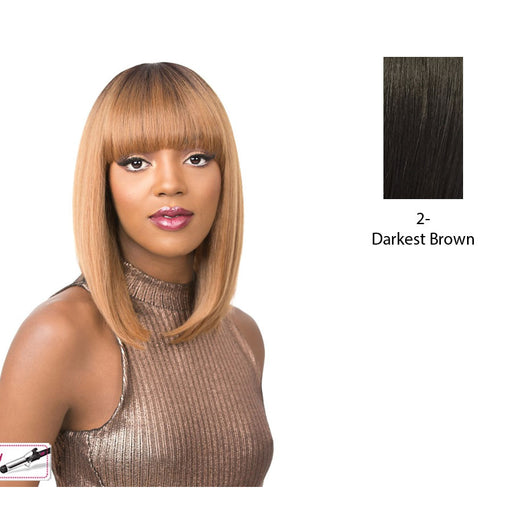 Real Hair Line Part Iron Friendly Wig - Summer Rain,Darkest Brown