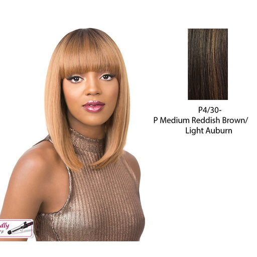 Real Hair Line Part Iron Friendly Wig - Summer Rain,Medium Brown Base With Light Auburn Highlights