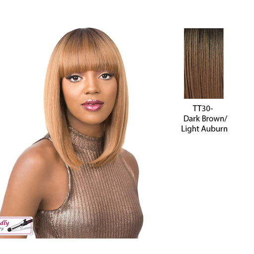 Real Hair Line Part Iron Friendly Wig - Summer Rain,Dark Brown Roots With Light Auburn