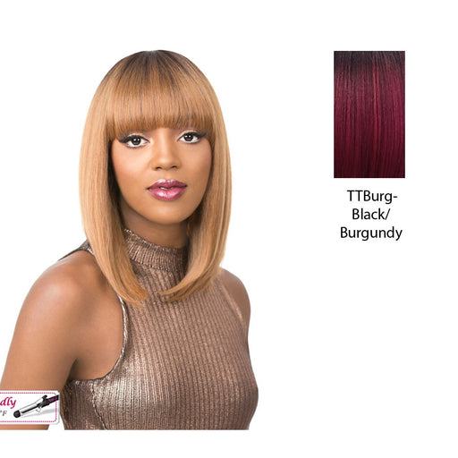 Real Hair Line Part Iron Friendly Wig - Summer Rain,Black Roots With Burgundy