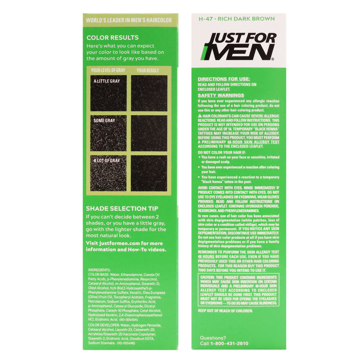 Just For Men Shampoo-in Gray Hair Color, Deep Dark Brown, H-46