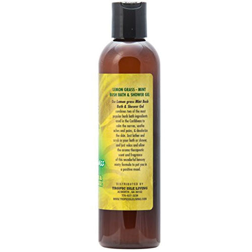 Tropic Isle Living Jamaican Cooling Skin Therapy Bush Bath & Shower Gel Lemongrass Mint 8 Oz.