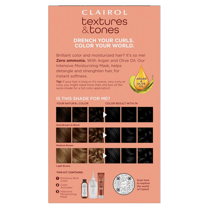 Texture Tones Permanent Hair Color,Natural Black,1N