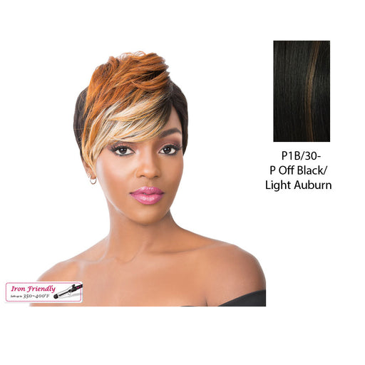 Synthetic U Part Wig Umi,Off Black Base With Light Auburn Highlights