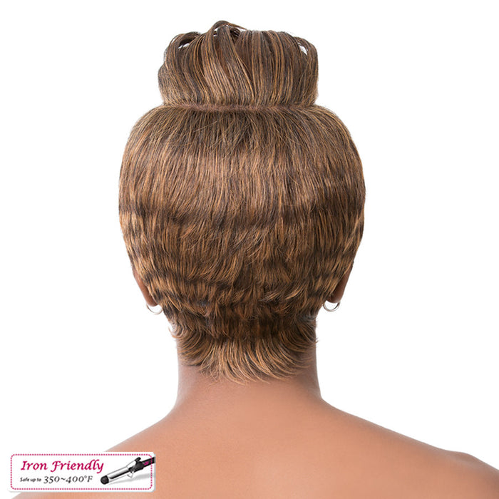 Synthetic U Part Wig Umi,Streaked Blend Of Medium Brown, Strawberry Blonde, And Light Auburn
