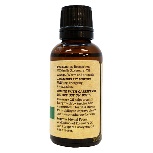 Via Natural Rosemary Essential Oil for Aromatherapy 1 Oz.