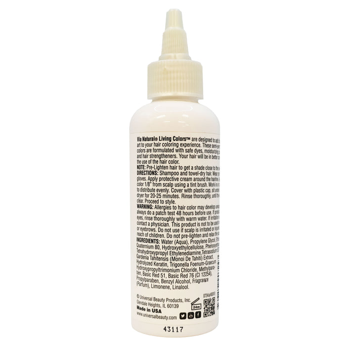 Via Natural Living Hair Colors 72 Garnet Red 4 Oz.