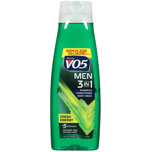 Alberto VO5 Men Fresh Energy 3 in 1 Shampoo Conditioner Body Wash, 15 Oz