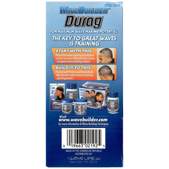 Wavebuilder Durag Assorted Color, Style 192-A, 12/PK