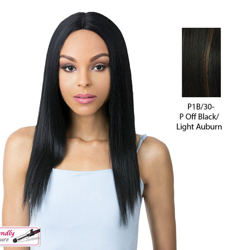 Yaki Bang Weave 20" Heat Friendly Synthetic Wig,Off Black Base With Light Auburn Highlights