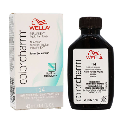 Wella Color Charm Permanent Liquid Hair Toner T14 Pale Ash Blonde, 1.4 Oz.