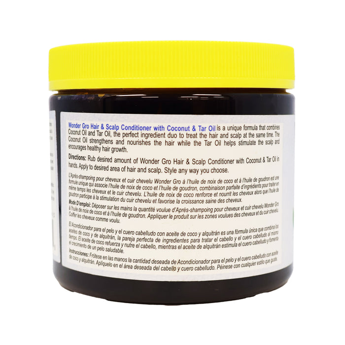 Wonder Gro Coconut Oil and Tar Oil Hair and Scalp Conditioner 12 Oz.
