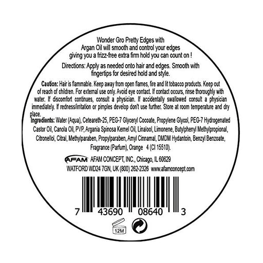 Wonder Gro Argan Oil Pretty Edges Extra Hold 2.4 Oz.