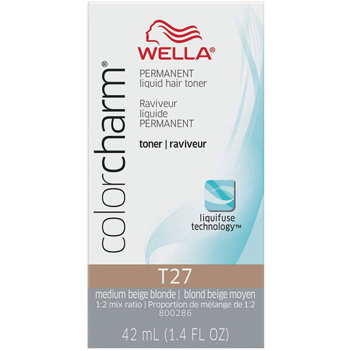 Wella Color Charm Permanent Liquid Hair Toner T27 Medium Beige Blonde 1.4 Oz.